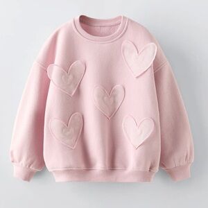 Zara kids Pink Heart Embellished Sweatshirt size 1 1/2 years